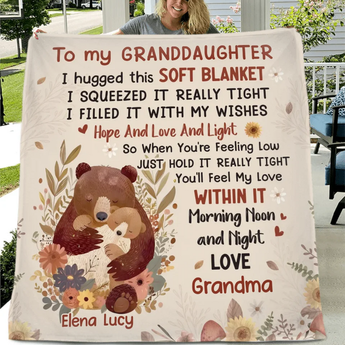 Custom Personalized To My Granddaughter Quilt/ Fleece Throw Blanket/ Pillow Cover - Gift Idea For Grandma/ Grandkids - When You're Feeling Low Just Hold It Really Tight