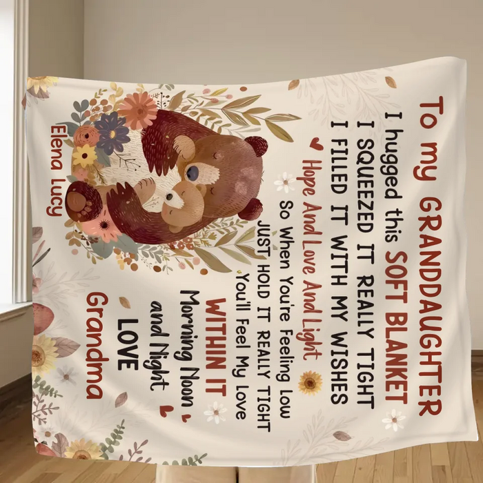 Custom Personalized To My Granddaughter Quilt/ Fleece Throw Blanket/ Pillow Cover - Gift Idea For Grandma/ Grandkids - When You're Feeling Low Just Hold It Really Tight