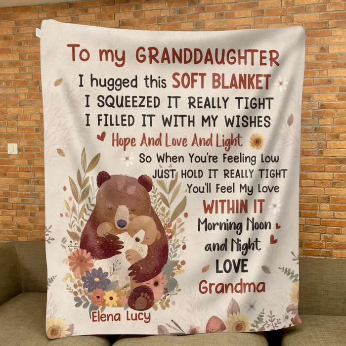 Custom Personalized To My Granddaughter Quilt/ Fleece Throw Blanket/ Pillow Cover - Gift Idea For Grandma/ Grandkids - When You're Feeling Low Just Hold It Really Tight