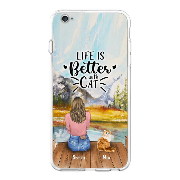 Custom Personalized Cat Mom Phone Case - Gifts For Cat Lovers With Upto 4 Cats - Home Is Where The Paws Are - Case For iPhone, Samsung And Xiaomi