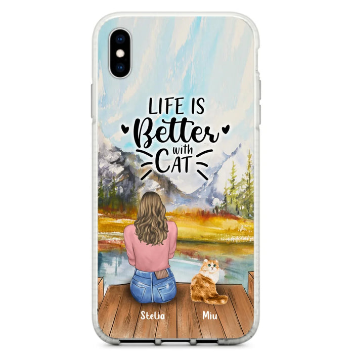 Custom Personalized Cat Mom Phone Case - Gifts For Cat Lovers With Upto 4 Cats - Home Is Where The Paws Are - Case For iPhone, Samsung And Xiaomi