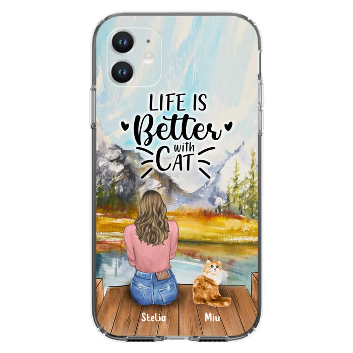 Custom Personalized Cat Mom Phone Case - Gifts For Cat Lovers With Upto 4 Cats - Home Is Where The Paws Are - Case For iPhone, Samsung And Xiaomi