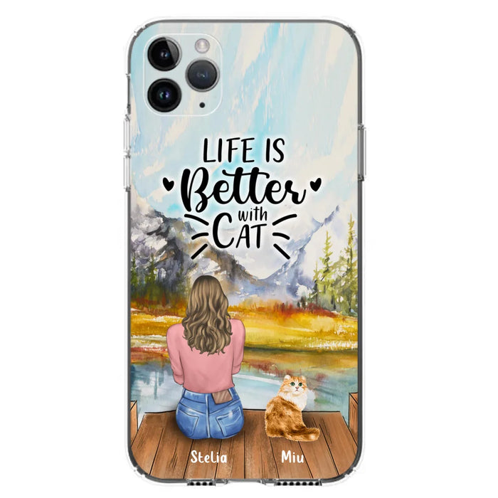 Custom Personalized Cat Mom Phone Case - Gifts For Cat Lovers With Upto 4 Cats - Home Is Where The Paws Are - Case For iPhone, Samsung And Xiaomi