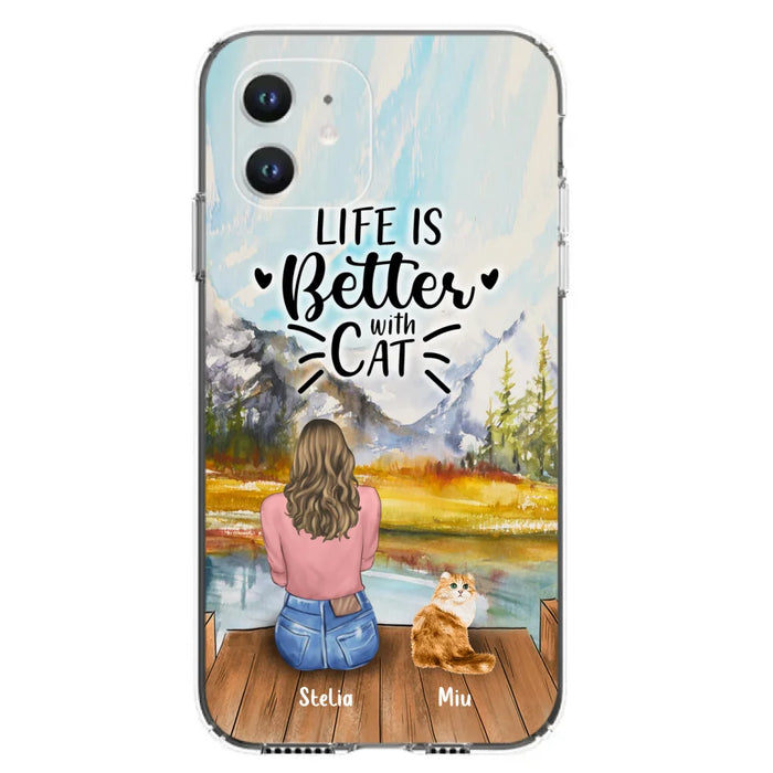 Custom Personalized Cat Mom Phone Case - Gifts For Cat Lovers With Upto 4 Cats - Home Is Where The Paws Are - Case For iPhone, Samsung And Xiaomi