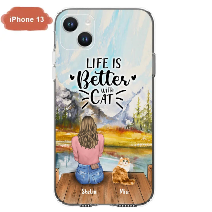 Custom Personalized Cat Mom Phone Case - Gifts For Cat Lovers With Upto 4 Cats - Home Is Where The Paws Are - Case For iPhone, Samsung And Xiaomi