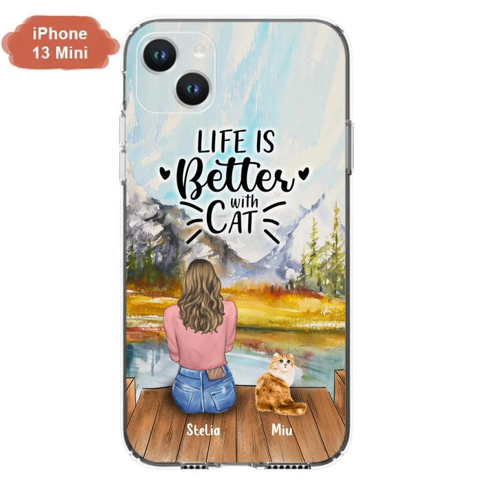 Custom Personalized Cat Mom Phone Case - Gifts For Cat Lovers With Upto 4 Cats - Home Is Where The Paws Are - Case For iPhone, Samsung And Xiaomi