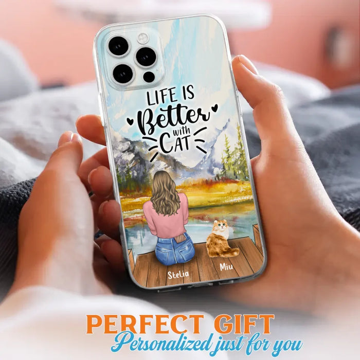 Custom Personalized Cat Mom Phone Case - Gifts For Cat Lovers With Upto 4 Cats - Home Is Where The Paws Are - Case For iPhone, Samsung And Xiaomi