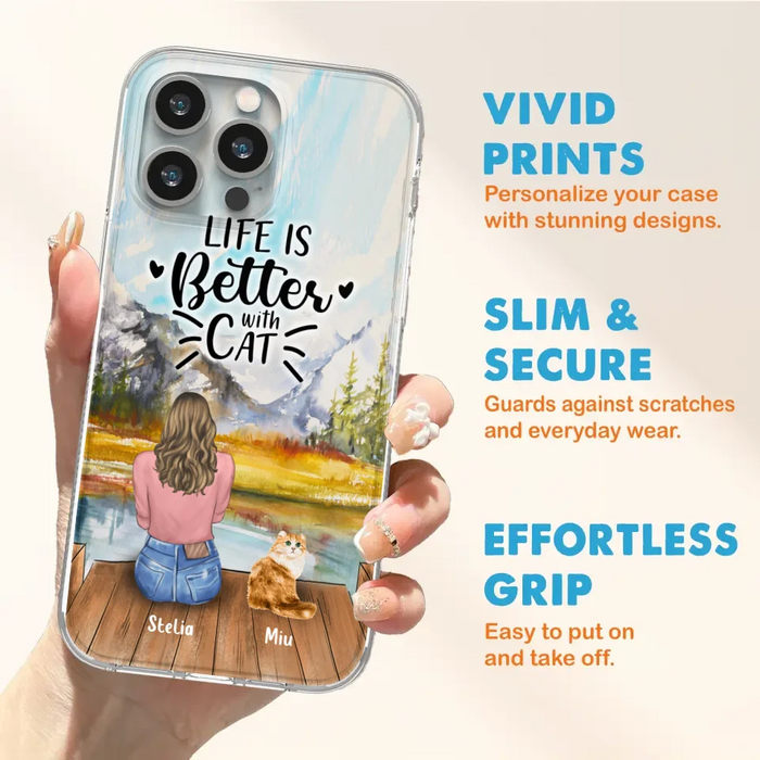 Custom Personalized Cat Mom Phone Case - Gifts For Cat Lovers With Upto 4 Cats - Home Is Where The Paws Are - Case For iPhone, Samsung And Xiaomi