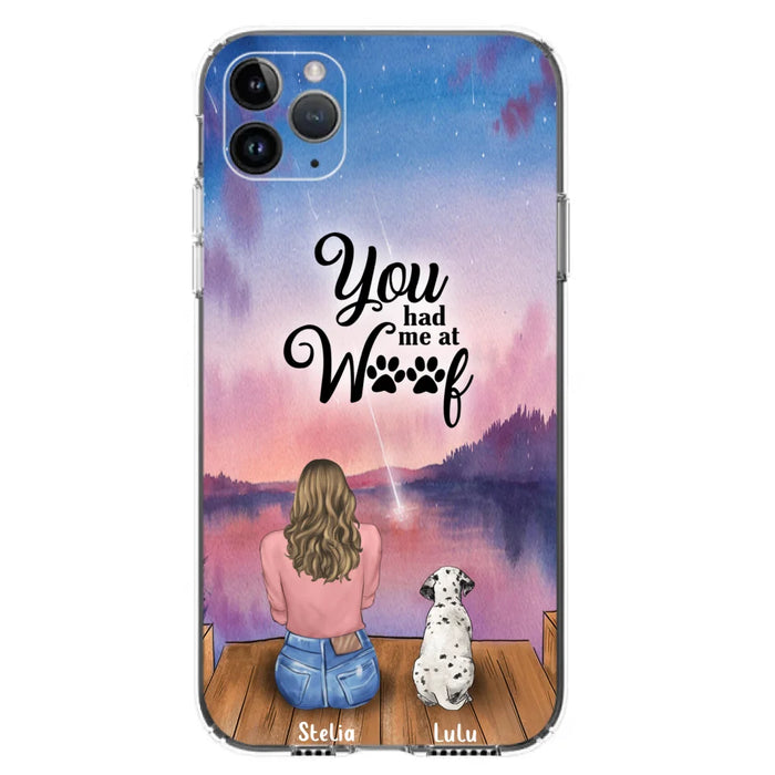 Custom Personalized Dog Mom Phone Case - Gifts For Dog Lovers With Upto 4 Dogs - You Had Me At Woof - Case For iPhone, Samsung And Xiaomi