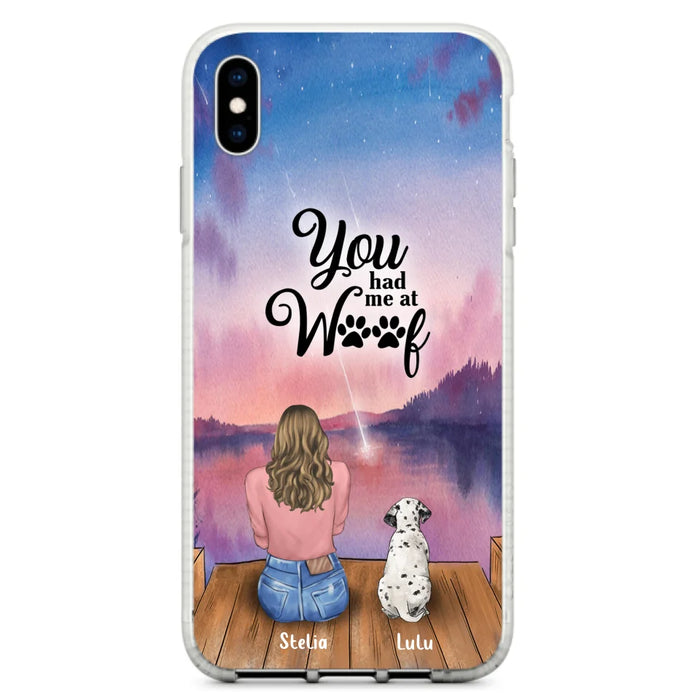 Custom Personalized Dog Mom Phone Case - Gifts For Dog Lovers With Upto 4 Dogs - You Had Me At Woof - Case For iPhone, Samsung And Xiaomi