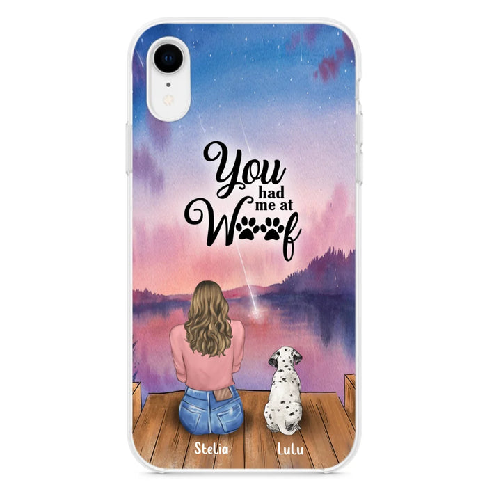 Custom Personalized Dog Mom Phone Case - Gifts For Dog Lovers With Upto 4 Dogs - You Had Me At Woof - Case For iPhone, Samsung And Xiaomi