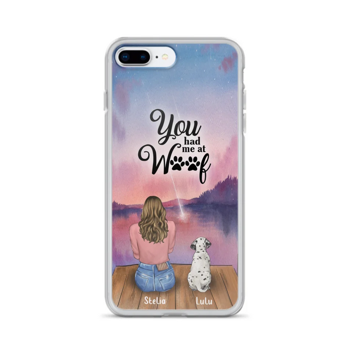 Custom Personalized Dog Mom Phone Case - Gifts For Dog Lovers With Upto 4 Dogs - You Had Me At Woof - Case For iPhone, Samsung And Xiaomi