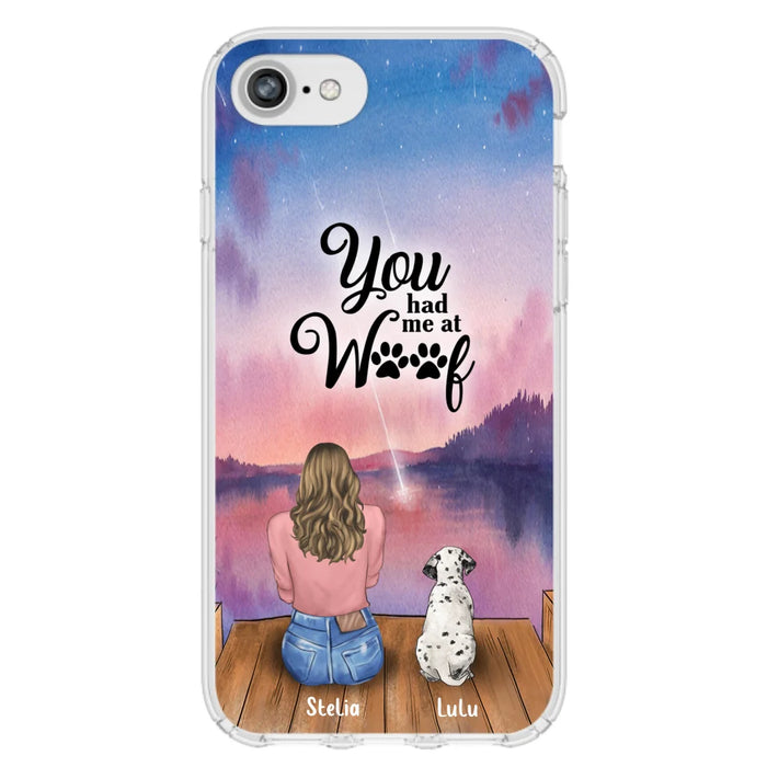 Custom Personalized Dog Mom Phone Case - Gifts For Dog Lovers With Upto 4 Dogs - You Had Me At Woof - Case For iPhone, Samsung And Xiaomi