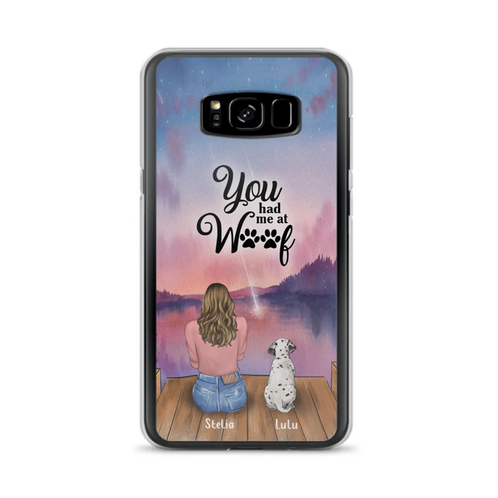 Custom Personalized Dog Mom Phone Case - Gifts For Dog Lovers With Upto 4 Dogs - You Had Me At Woof - Case For iPhone, Samsung And Xiaomi