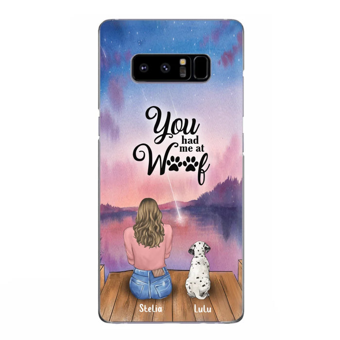 Custom Personalized Dog Mom Phone Case - Gifts For Dog Lovers With Upto 4 Dogs - You Had Me At Woof - Case For iPhone, Samsung And Xiaomi