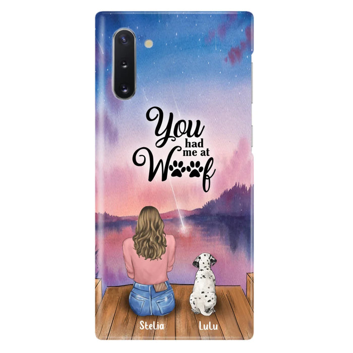 Custom Personalized Dog Mom Phone Case - Gifts For Dog Lovers With Upto 4 Dogs - You Had Me At Woof - Case For iPhone, Samsung And Xiaomi