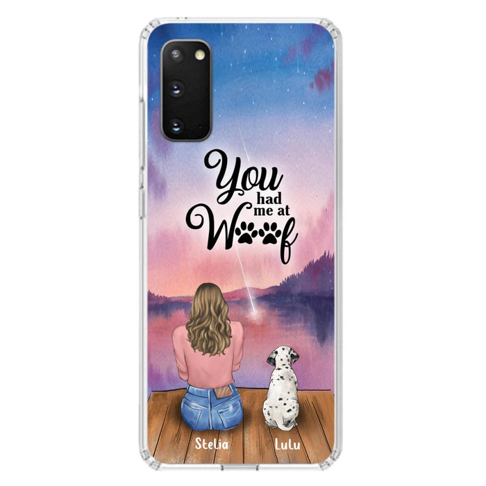 Custom Personalized Dog Mom Phone Case - Gifts For Dog Lovers With Upto 4 Dogs - You Had Me At Woof - Case For iPhone, Samsung And Xiaomi