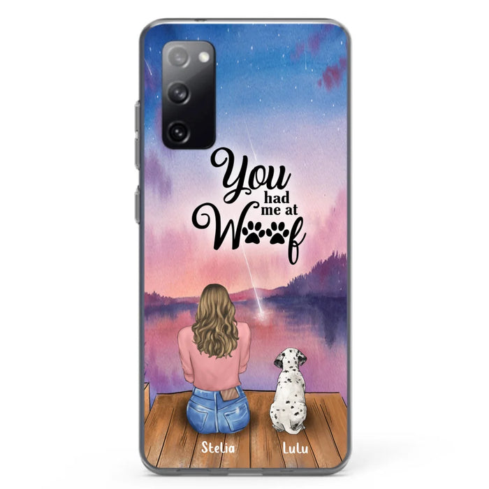 Custom Personalized Dog Mom Phone Case - Gifts For Dog Lovers With Upto 4 Dogs - You Had Me At Woof - Case For iPhone, Samsung And Xiaomi