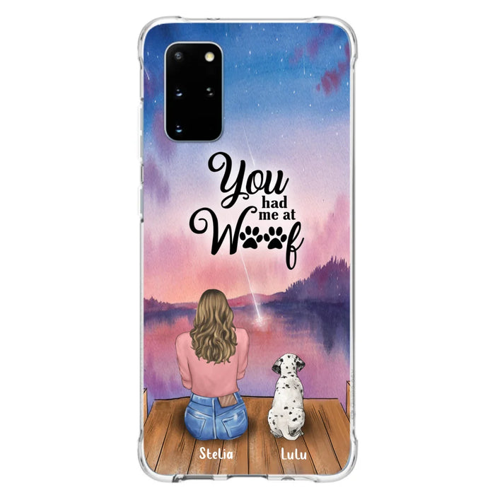 Custom Personalized Dog Mom Phone Case - Gifts For Dog Lovers With Upto 4 Dogs - You Had Me At Woof - Case For iPhone, Samsung And Xiaomi