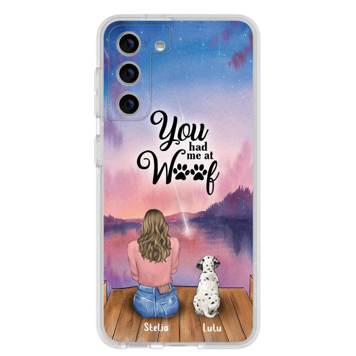 Custom Personalized Dog Mom Phone Case - Gifts For Dog Lovers With Upto 4 Dogs - You Had Me At Woof - Case For iPhone, Samsung And Xiaomi