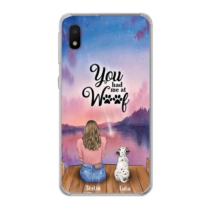 Custom Personalized Dog Mom Phone Case - Gifts For Dog Lovers With Upto 4 Dogs - You Had Me At Woof - Case For iPhone, Samsung And Xiaomi