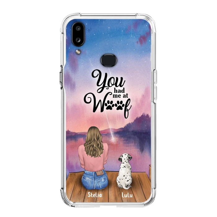 Custom Personalized Dog Mom Phone Case - Gifts For Dog Lovers With Upto 4 Dogs - You Had Me At Woof - Case For iPhone, Samsung And Xiaomi