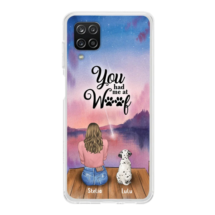 Custom Personalized Dog Mom Phone Case - Gifts For Dog Lovers With Upto 4 Dogs - You Had Me At Woof - Case For iPhone, Samsung And Xiaomi