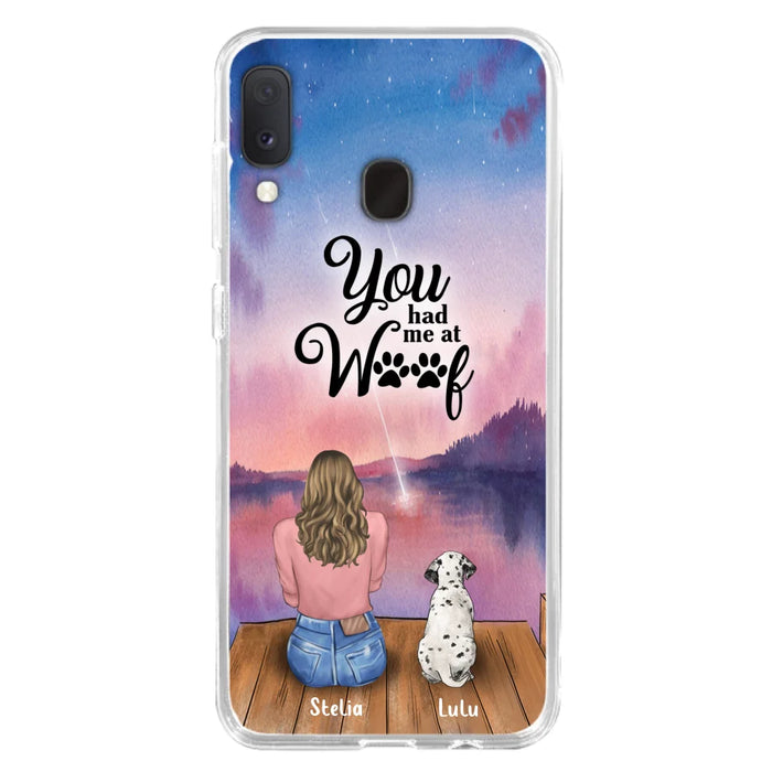 Custom Personalized Dog Mom Phone Case - Gifts For Dog Lovers With Upto 4 Dogs - You Had Me At Woof - Case For iPhone, Samsung And Xiaomi