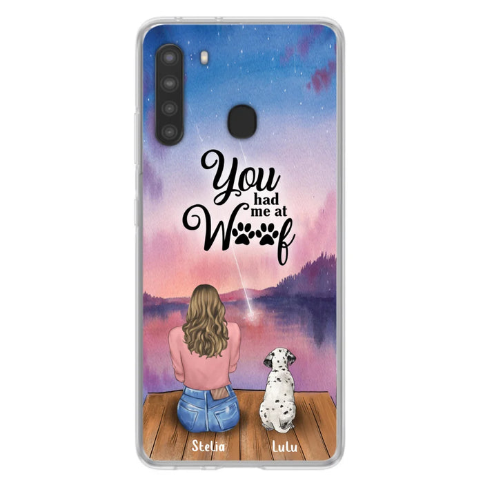 Custom Personalized Dog Mom Phone Case - Gifts For Dog Lovers With Upto 4 Dogs - You Had Me At Woof - Case For iPhone, Samsung And Xiaomi