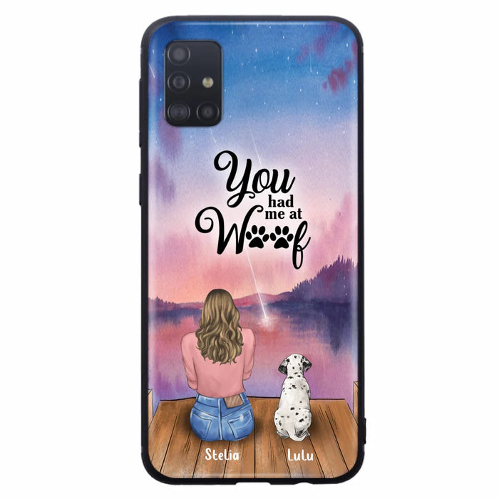 Custom Personalized Dog Mom Phone Case - Gifts For Dog Lovers With Upto 4 Dogs - You Had Me At Woof - Case For iPhone, Samsung And Xiaomi