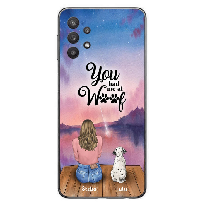 Custom Personalized Dog Mom Phone Case - Gifts For Dog Lovers With Upto 4 Dogs - You Had Me At Woof - Case For iPhone, Samsung And Xiaomi