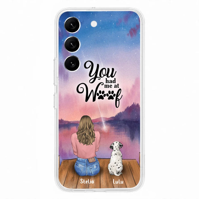 Custom Personalized Dog Mom Phone Case - Gifts For Dog Lovers With Upto 4 Dogs - You Had Me At Woof - Case For iPhone, Samsung And Xiaomi