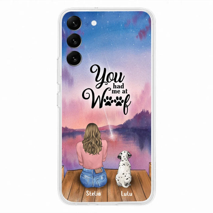 Custom Personalized Dog Mom Phone Case - Gifts For Dog Lovers With Upto 4 Dogs - You Had Me At Woof - Case For iPhone, Samsung And Xiaomi