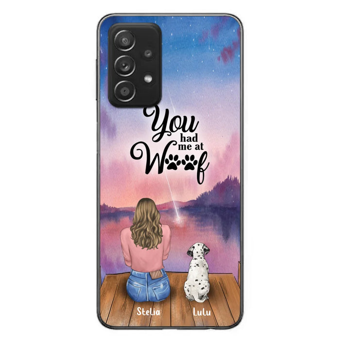 Custom Personalized Dog Mom Phone Case - Gifts For Dog Lovers With Upto 4 Dogs - You Had Me At Woof - Case For iPhone, Samsung And Xiaomi