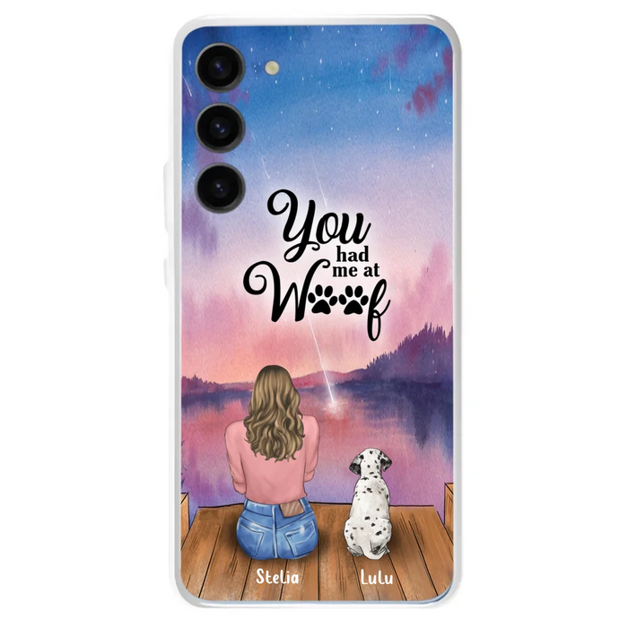 Custom Personalized Dog Mom Phone Case - Gifts For Dog Lovers With Upto 4 Dogs - You Had Me At Woof - Case For iPhone, Samsung And Xiaomi