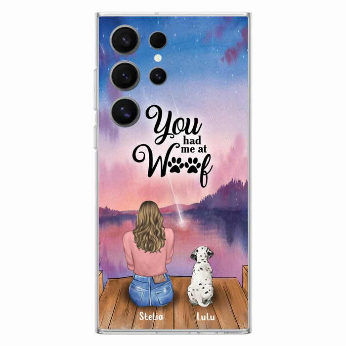 Custom Personalized Dog Mom Phone Case - Gifts For Dog Lovers With Upto 4 Dogs - You Had Me At Woof - Case For iPhone, Samsung And Xiaomi