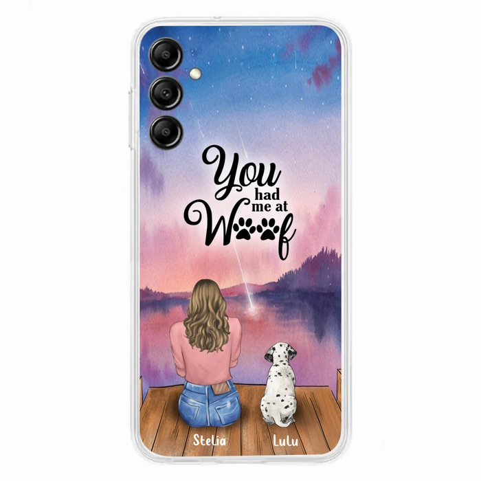 Custom Personalized Dog Mom Phone Case - Gifts For Dog Lovers With Upto 4 Dogs - You Had Me At Woof - Case For iPhone, Samsung And Xiaomi