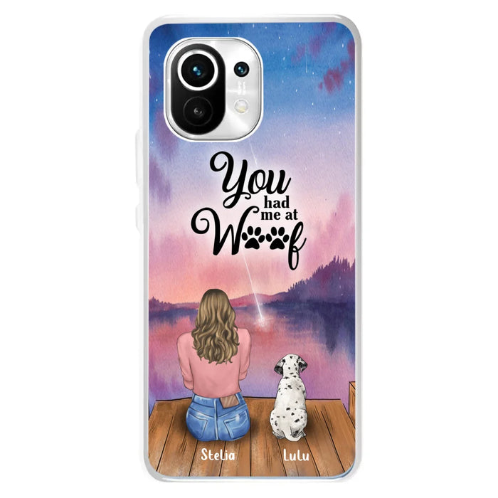 Custom Personalized Dog Mom Phone Case - Gifts For Dog Lovers With Upto 4 Dogs - You Had Me At Woof - Case For iPhone, Samsung And Xiaomi