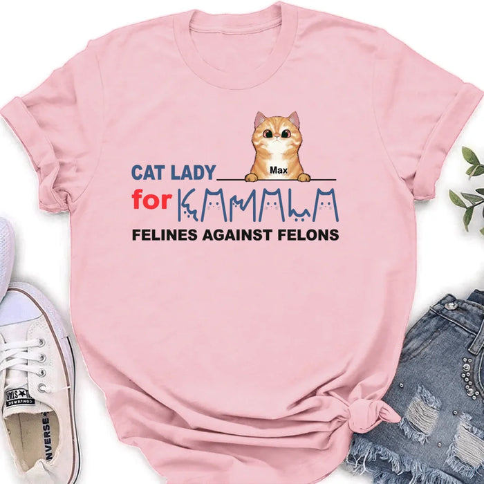 Custom Personalized Cat Lady For Kamala T-shirt/ Long Sleeve/ Sweatshirt/ Hoodie - Gift Idea For Cat Lover - Felines Against Felons