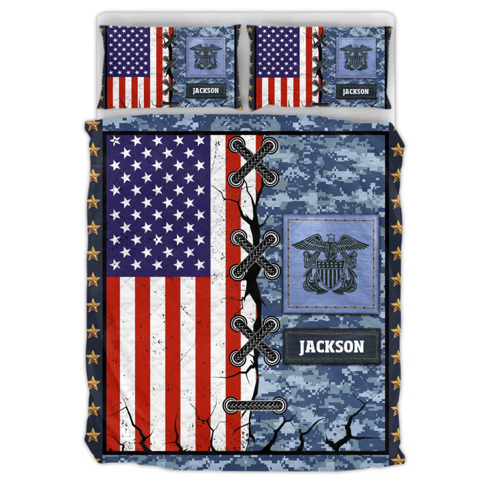 Custom Personalized Veteran Quilt Bed Sets - Veteran/ Birthday Gift Idea