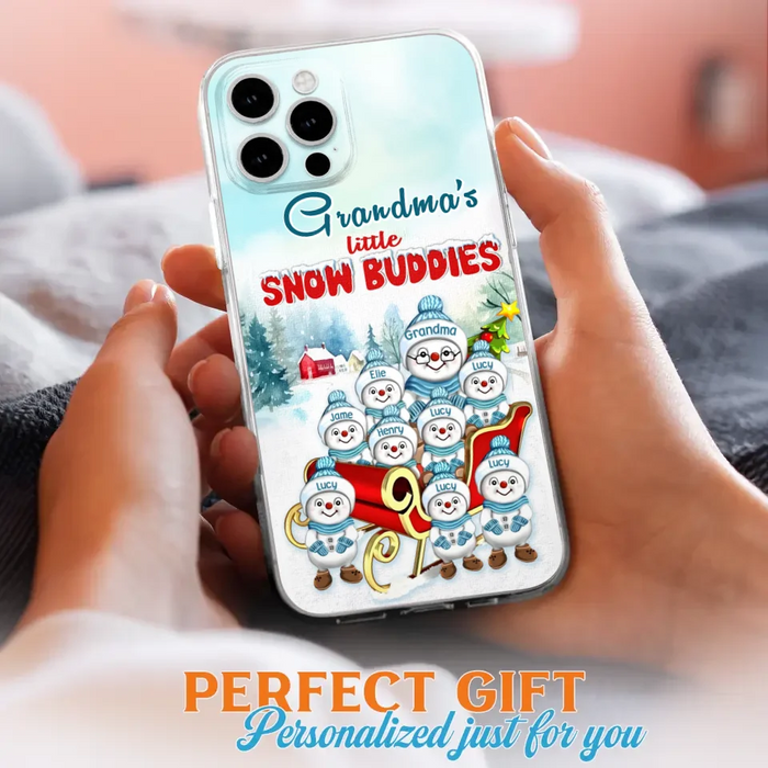 Custom Personalized Grandma Phone Case - Christmas Gift Idea For Grandma - Upto 8 Grandkids - Case For iPhone/ Samsung - Grandma's Little Snow Buddies