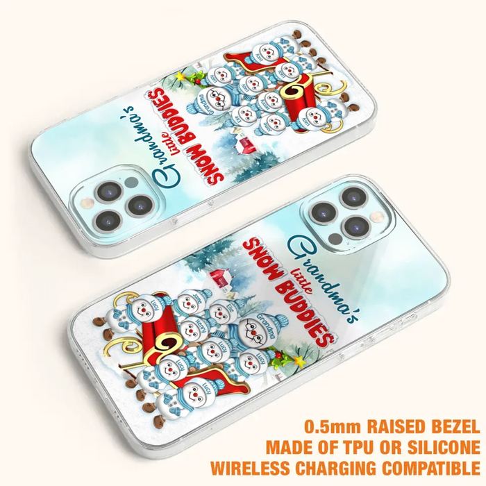 Custom Personalized Grandma Phone Case - Christmas Gift Idea For Grandma - Upto 8 Grandkids - Case For iPhone/ Samsung - Grandma's Little Snow Buddies