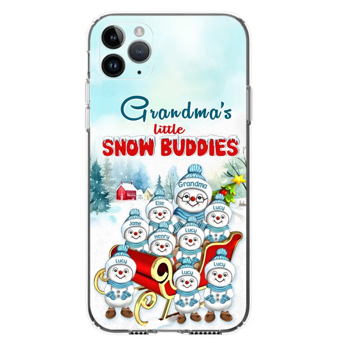 Custom Personalized Grandma Phone Case - Christmas Gift Idea For Grandma - Upto 8 Grandkids - Case For iPhone/ Samsung - Grandma's Little Snow Buddies