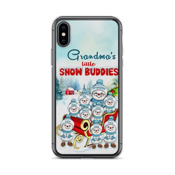 Custom Personalized Grandma Phone Case - Christmas Gift Idea For Grandma - Upto 8 Grandkids - Case For iPhone/ Samsung - Grandma's Little Snow Buddies