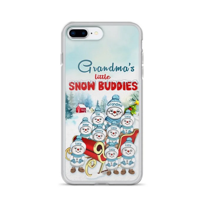 Custom Personalized Grandma Phone Case - Christmas Gift Idea For Grandma - Upto 8 Grandkids - Case For iPhone/ Samsung - Grandma's Little Snow Buddies