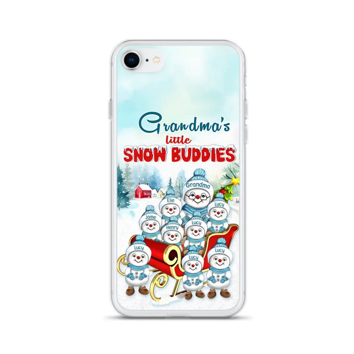 Custom Personalized Grandma Phone Case - Christmas Gift Idea For Grandma - Upto 8 Grandkids - Case For iPhone/ Samsung - Grandma's Little Snow Buddies