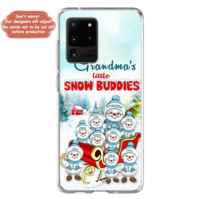 Custom Personalized Grandma Phone Case - Christmas Gift Idea For Grandma - Upto 8 Grandkids - Case For iPhone/ Samsung - Grandma's Little Snow Buddies