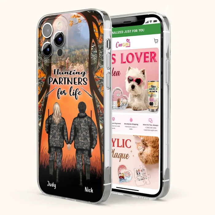 Custom Personalized Hunting Phone Case - Gift Idea For Couple/Hunting Lovers - Hunting Partners For Life - Case for iPhone/Samsung