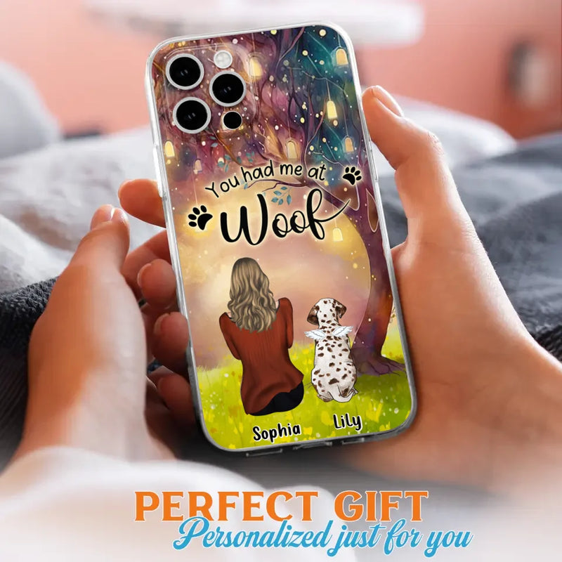 Custom Personalized Memorial Dog Mom Phone Case - Upto 3 Dogs - Memorial Gift Idea for Dog Lovers - You Had Me At Woof