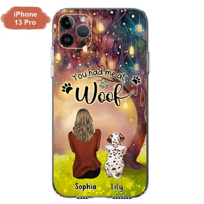 Custom Personalized Memorial Dog Mom Phone Case - Upto 3 Dogs - Memorial Gift Idea for Dog Lovers - You Had Me At Woof